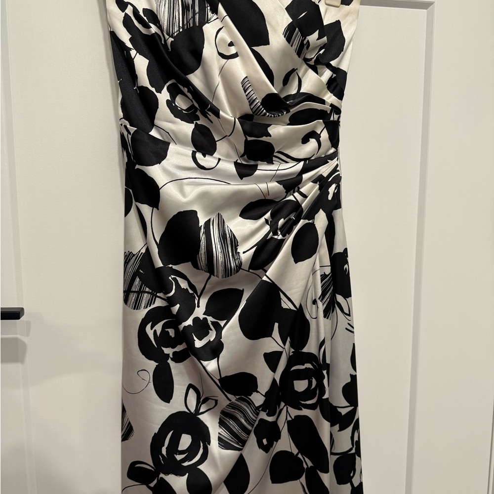 Elegant Black and White Floral Dress
